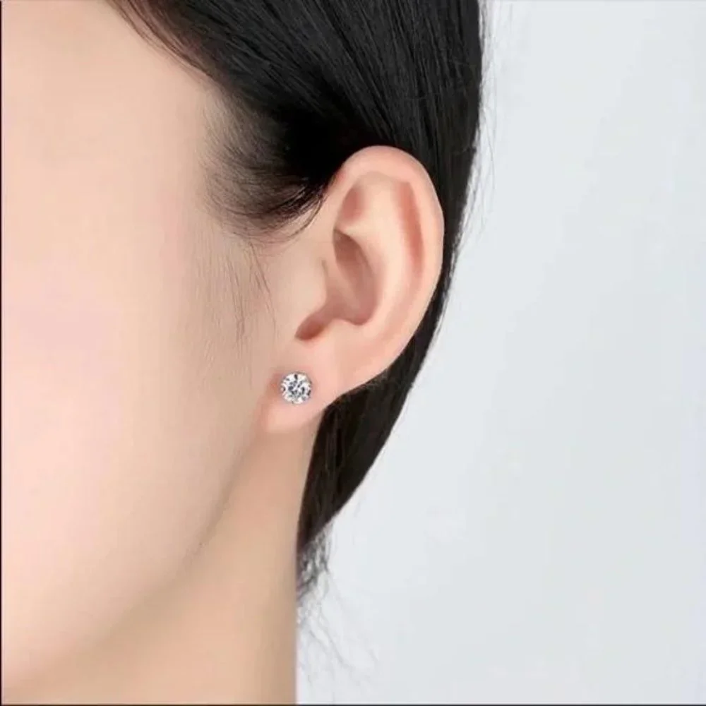 NEW 2.5 CT DIAMOND SILVER EARRINGS, BEAUTIFUL EARRINGS, CUTE EARRINGS. - Picture 3 of 4